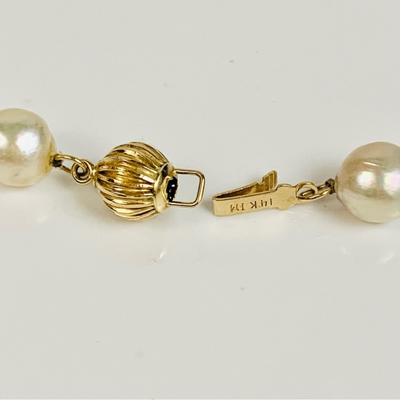 Vintage 14K Yellow Gold Pearl Bead Strand Necklace - Picture 10 of 12